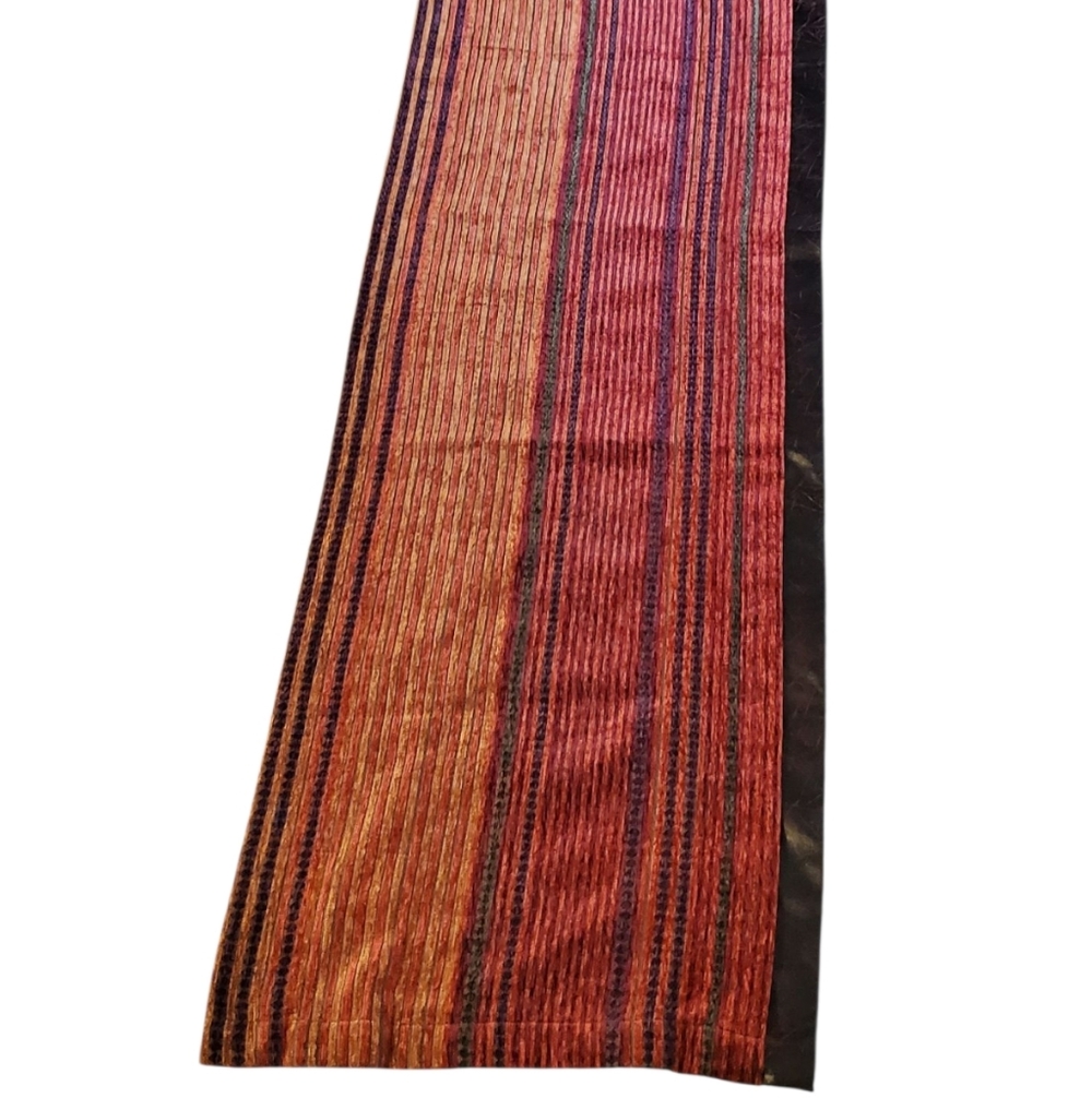 🦜 2/10 Croscill Home Long Stripe Valance With Faux Leather Trim. 86" x 20".